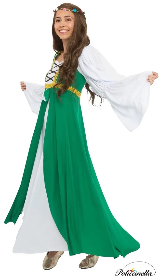 Disfraz de Doncella Medieval Verde para Mujer