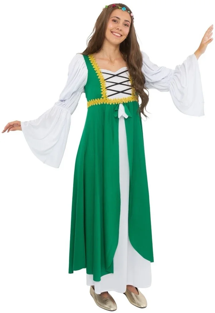 Disfraz de Doncella Medieval Verde para Mujer - Image 4