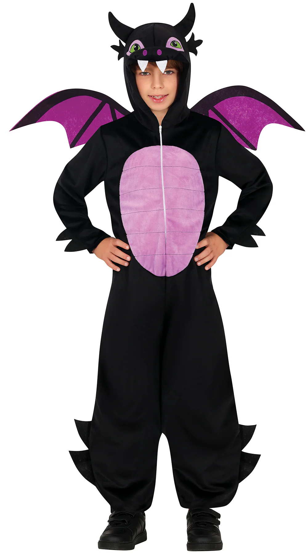 Disfraz de Dragón Negro y Morado para Niño