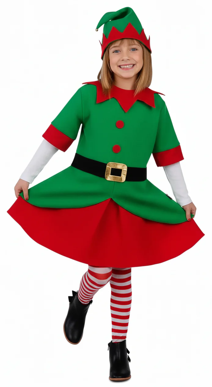 Disfraz de Elfa de Papá Noel para Niña