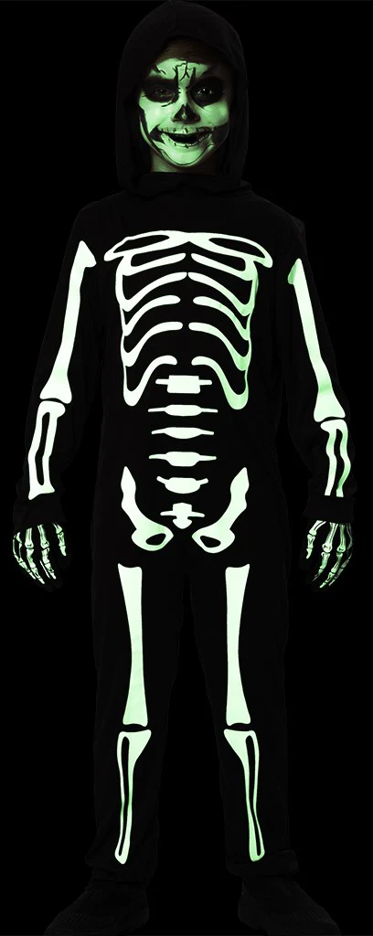 Disfraz de Esqueleto Fluorescente con Capucha para Niño - Image 3