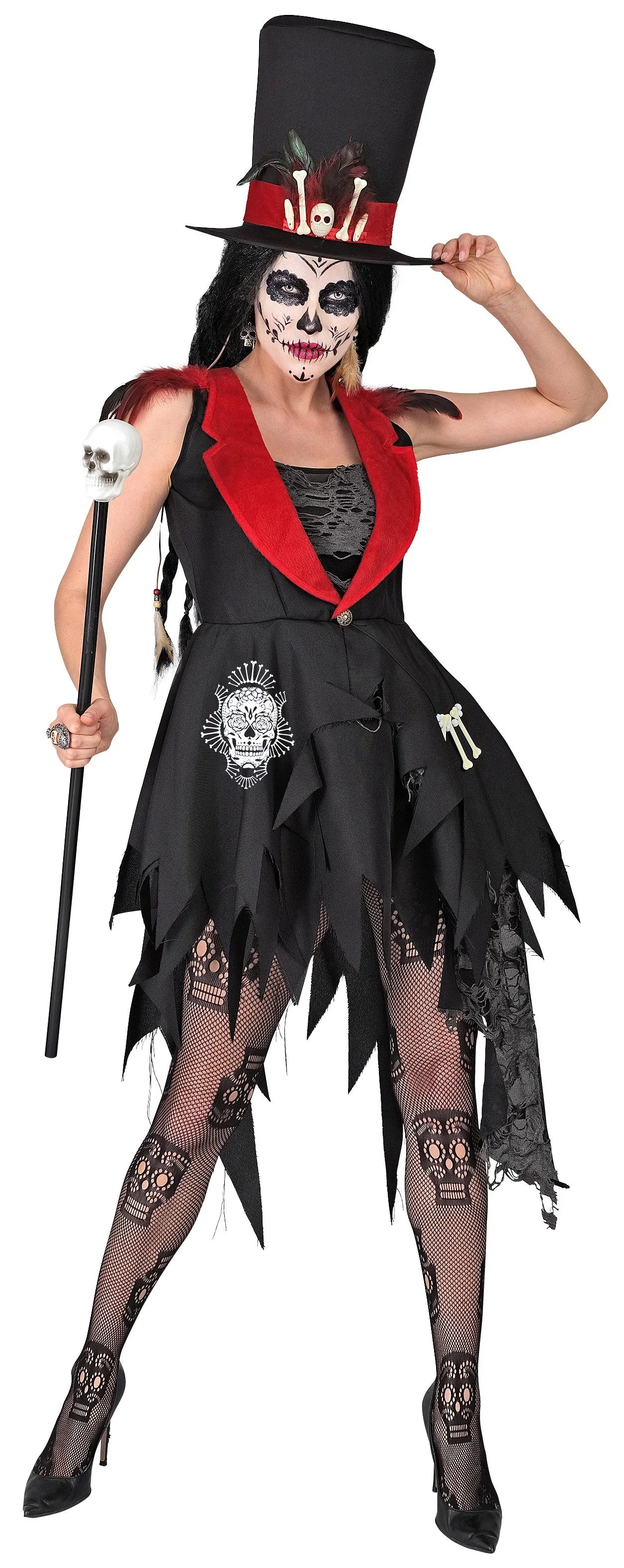 Disfraz de Esqueleto Vudú con Sombrero para Mujer - Image 4
