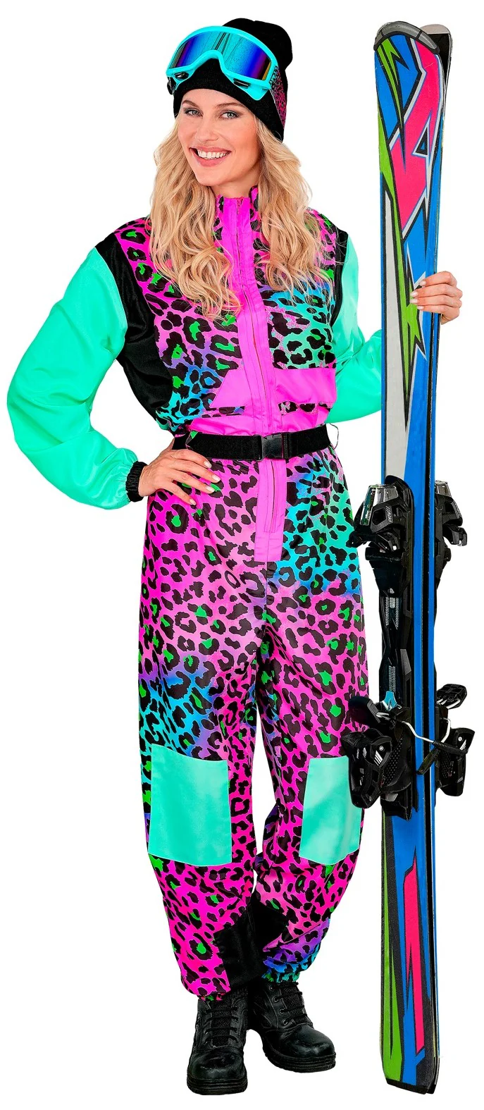 Disfraz de Esquiador Leopardo Multicolor Neón para Adulto - Image 2