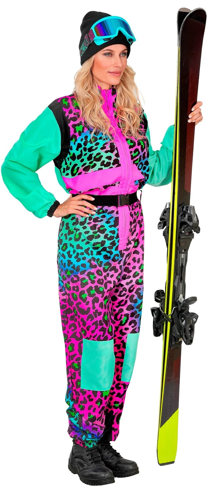 Disfraz de Esquiador Leopardo Multicolor Neón para Adulto - Image 6