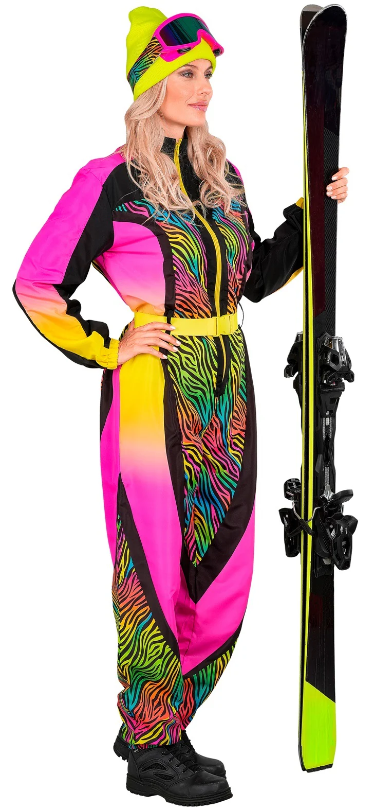 Disfraz de Esquiadora Cebra Multicolor Neón para Mujer - Image 3