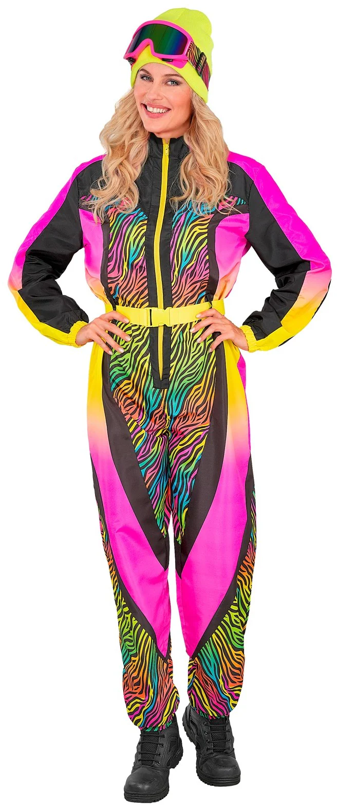 Disfraz de Esquiadora Cebra Multicolor Neón para Mujer - Image 4