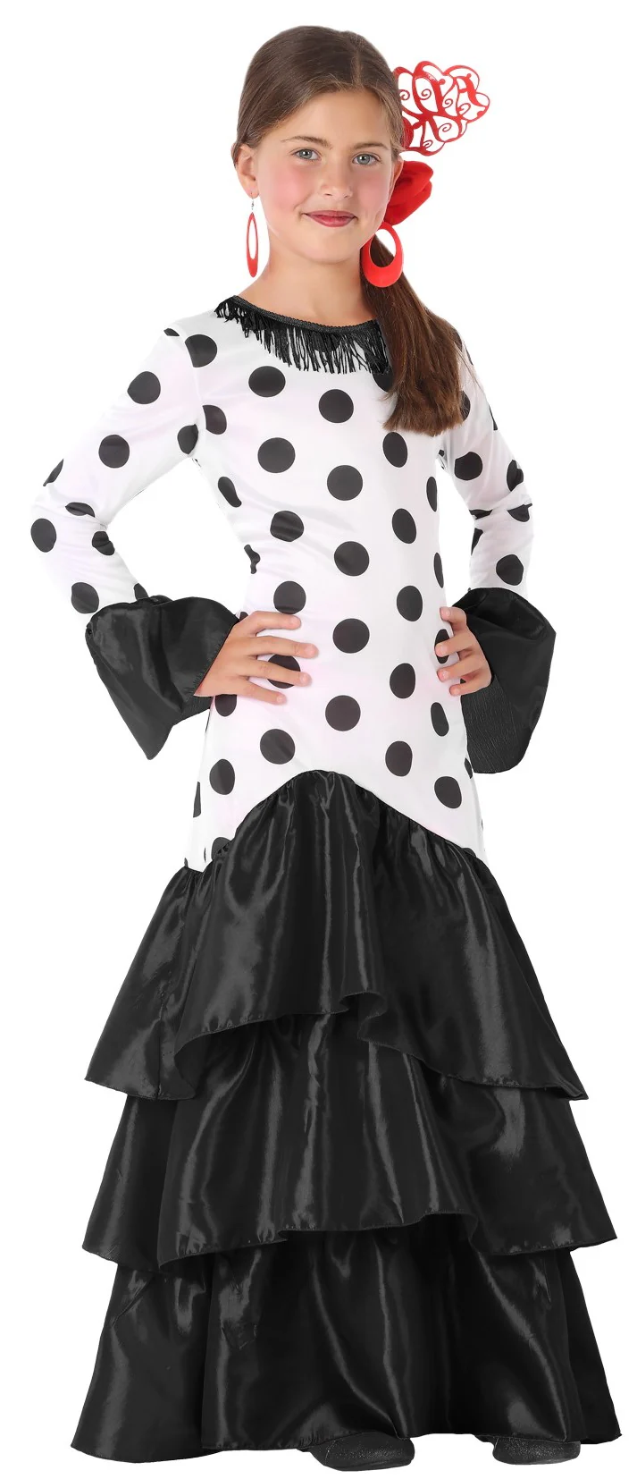 Disfraz de Flamenca Blanco con Volantes Negros Infantil