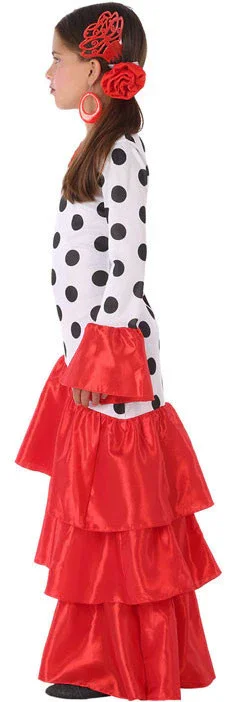 Disfraz de Flamenca Blanco con Volantes Rojos Infantil - Image 3