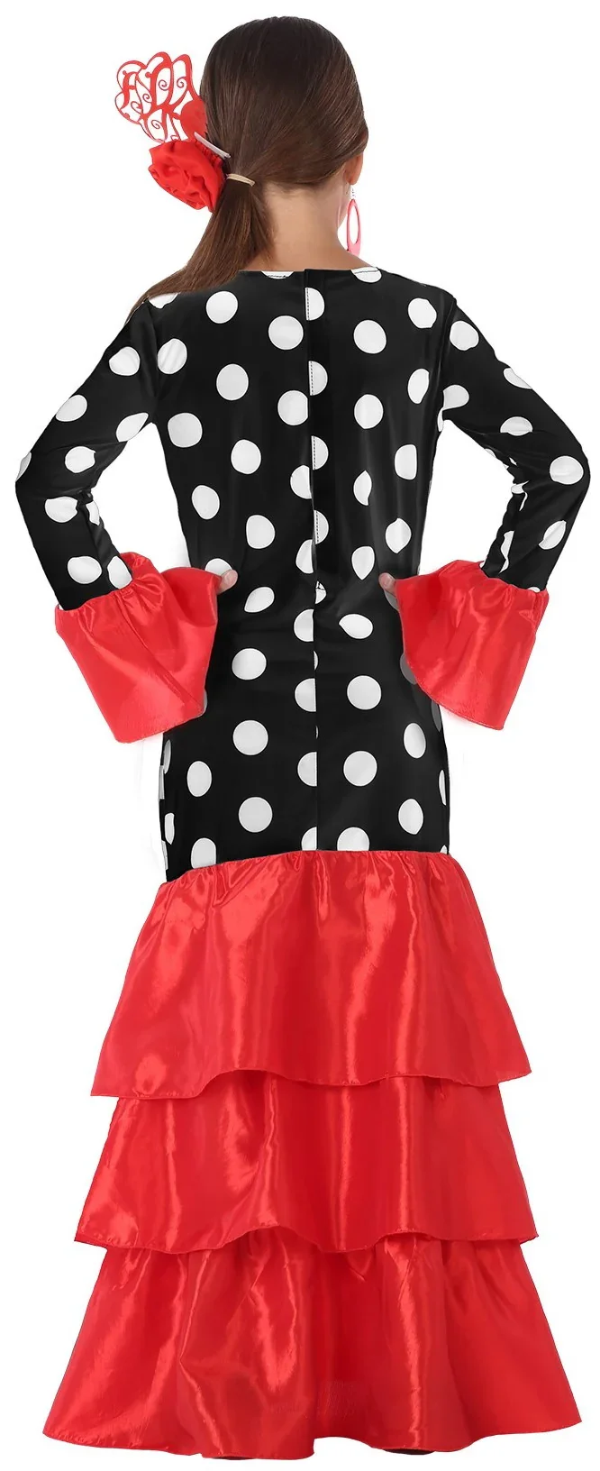 Disfraz de Flamenca Negra con Volantes Rojos Infantil - Image 2