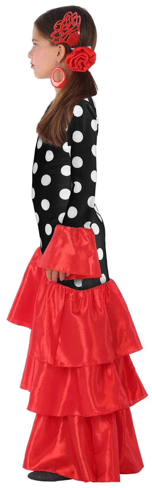Disfraz de Flamenca Negra con Volantes Rojos Infantil - Image 3