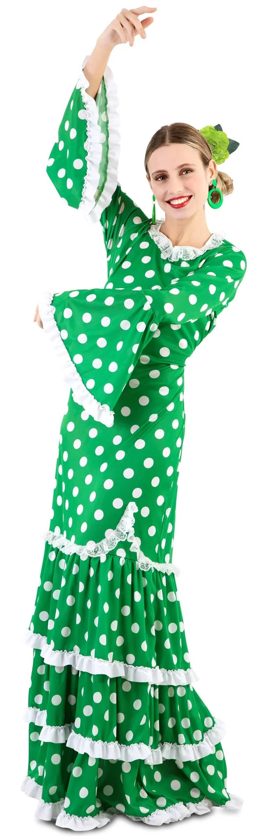 Disfraz de Flamenca Verde con Lunares para Mujer - Image 2