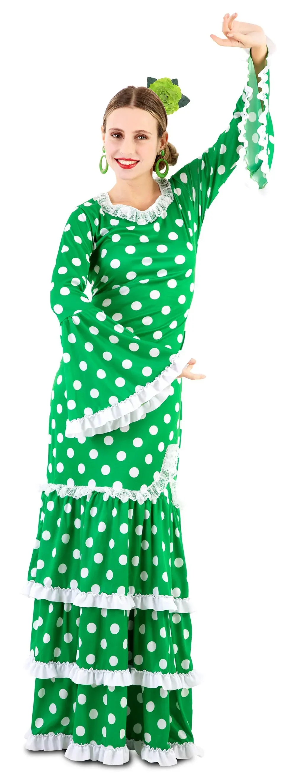 Disfraz de Flamenca Verde con Lunares para Mujer - Image 3