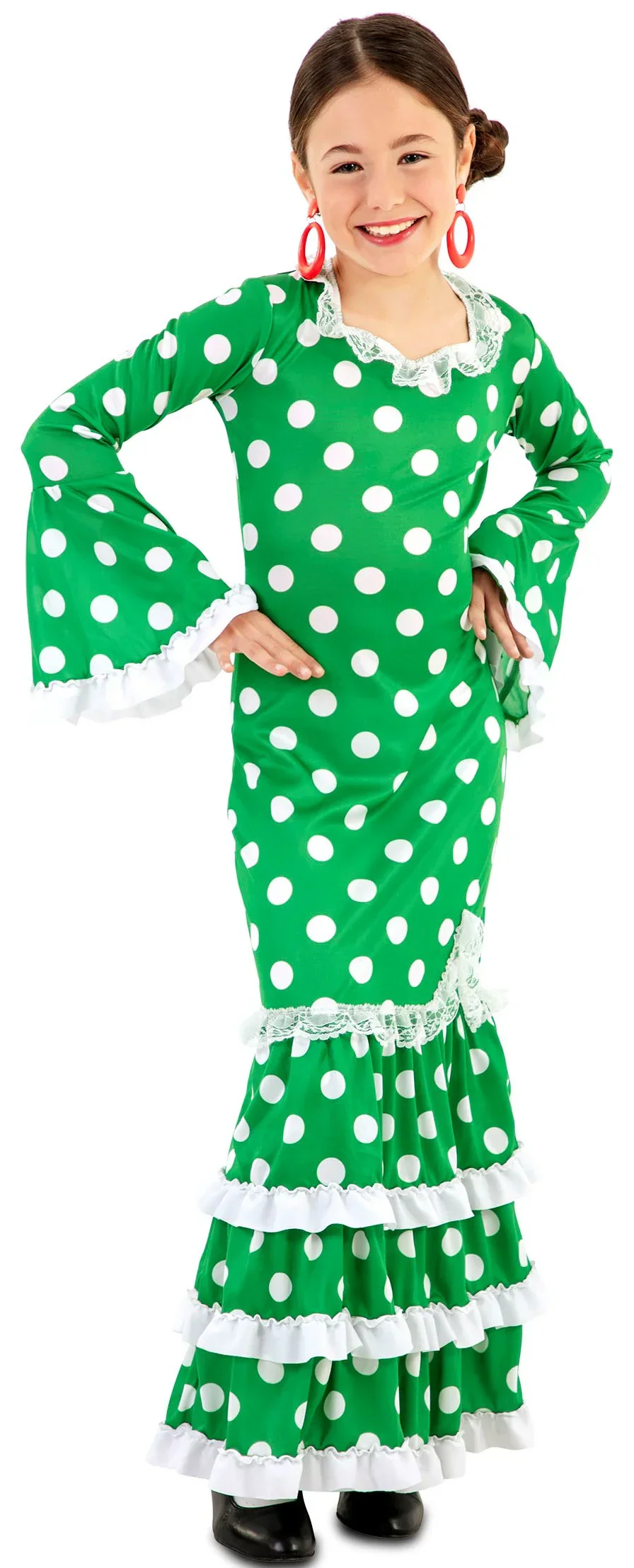Disfraz de Flamenca Verde con Lunares para Niña - Image 2