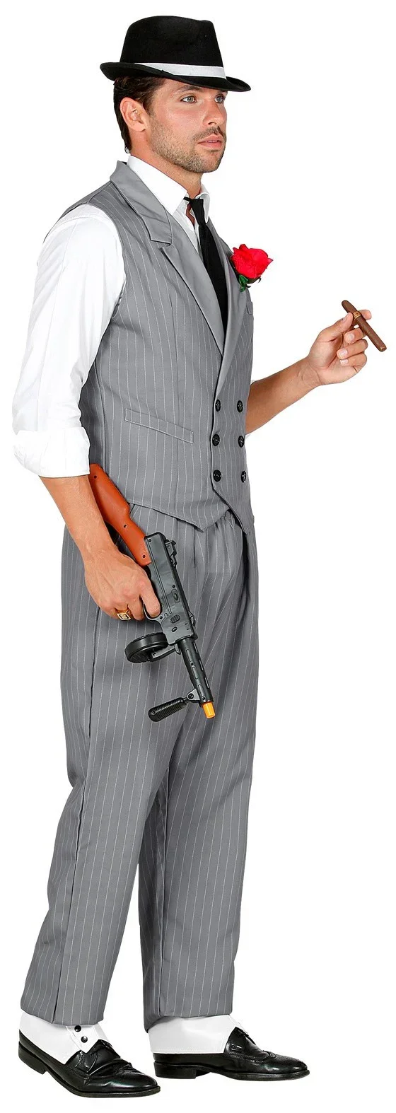 Disfraz de Gangster Gris con Chaleco para Hombre - Image 4