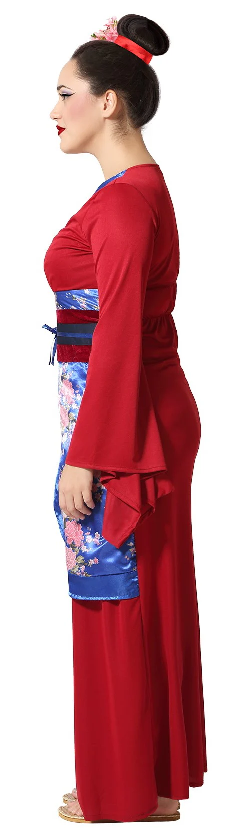 Disfraz de Geisha Granate y Azul para Mujer - Image 4