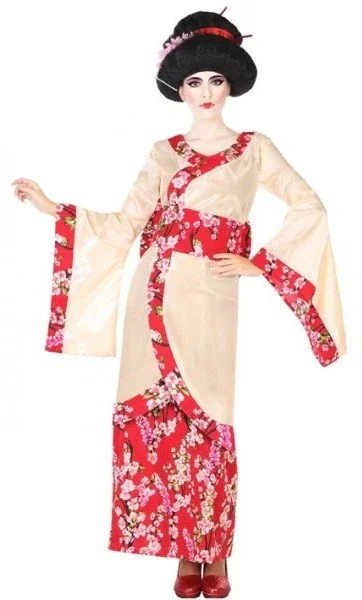 Disfraz de Geisha Japonesa con Flores para Mujer