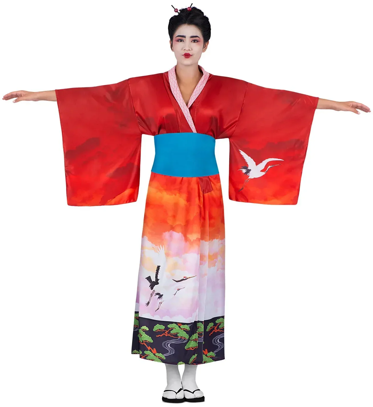 Disfraz Geisha Kimono Paisaje para Mujer - Image 3