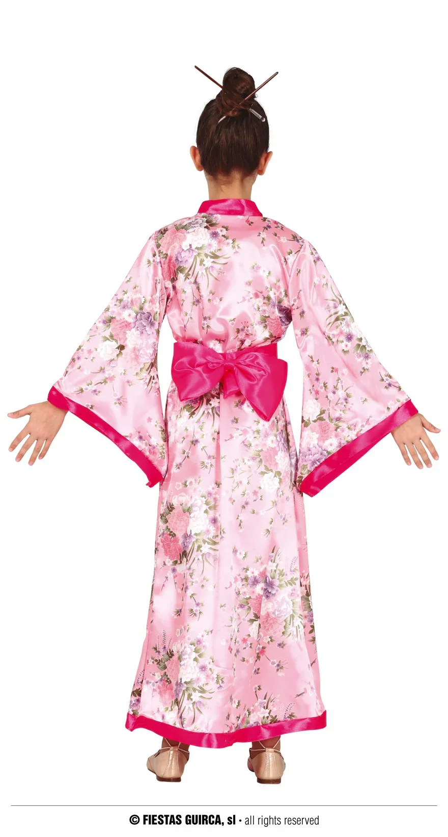 Disfraz de Geisha Rosa Largo para Niña - Image 2