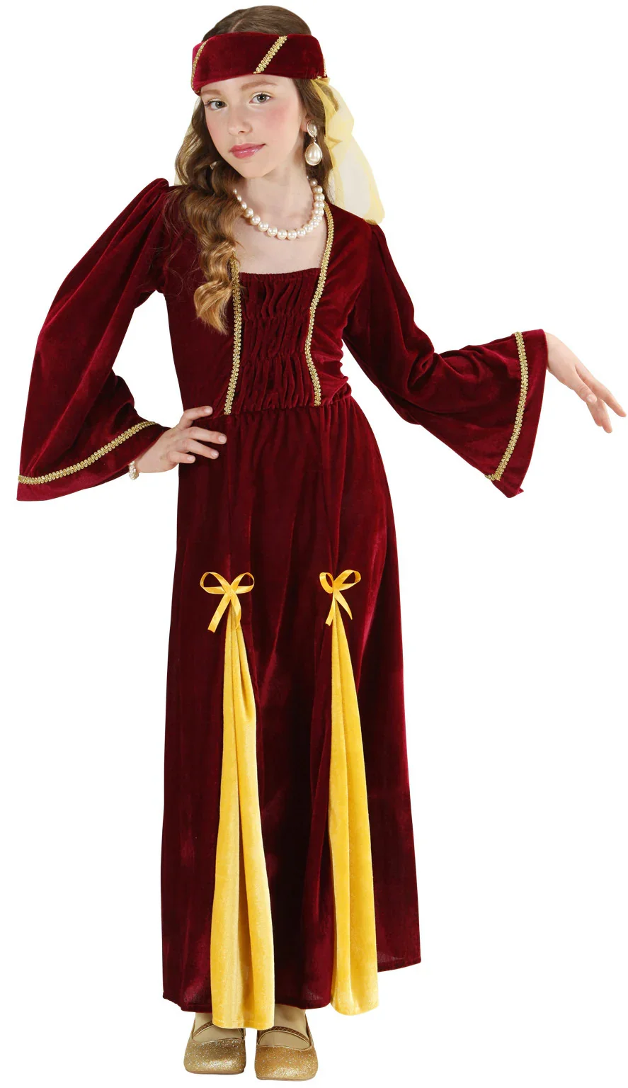 Disfraz de Reina Medieval Rojo para Niña - Image 2
