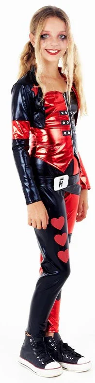 Disfraz de Harley Villana Negro y Rojo para Niña - Image 3