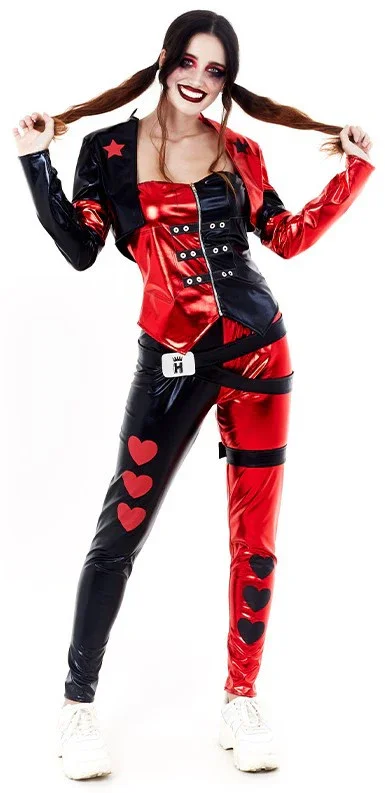 Disfraz de Harley Villana Rojo y Negro para Mujer - Image 3