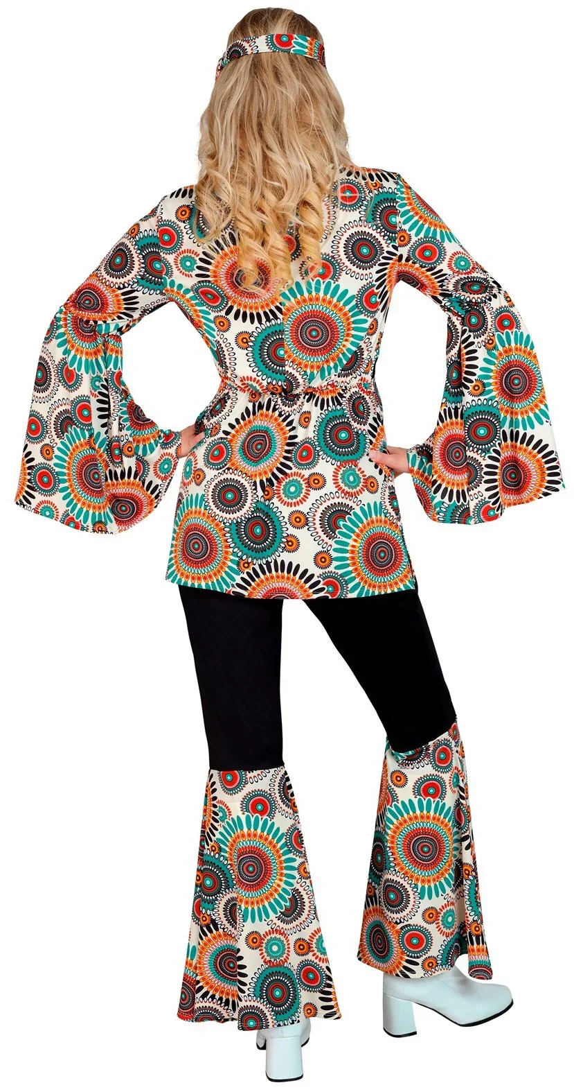 Disfraz Hippie Años 60 con Estampado Multicolor para Mujer - Image 3
