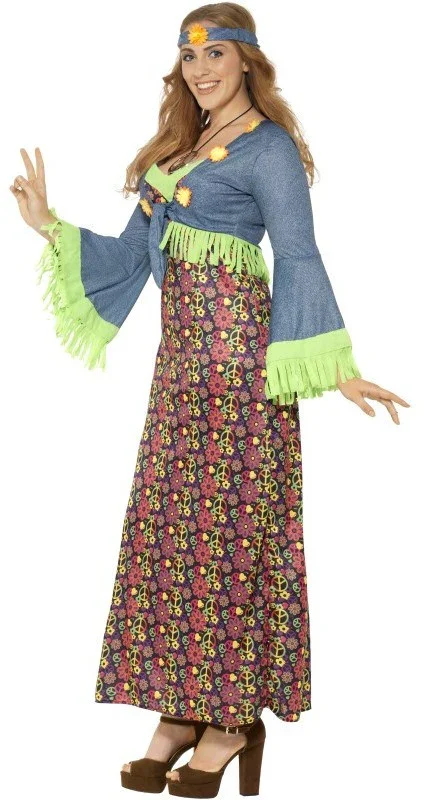 Disfraz de Hippie Azul en Talla Grande para Mujer - Image 2