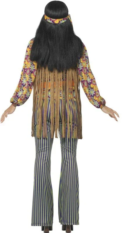 Disfraz de Hippie con Chaleco de Flecos para Mujer - Image 2
