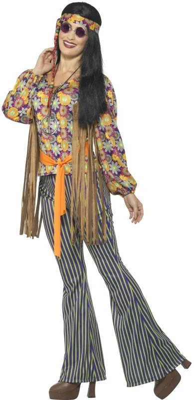Disfraz de Hippie con Chaleco de Flecos para Mujer - Image 3