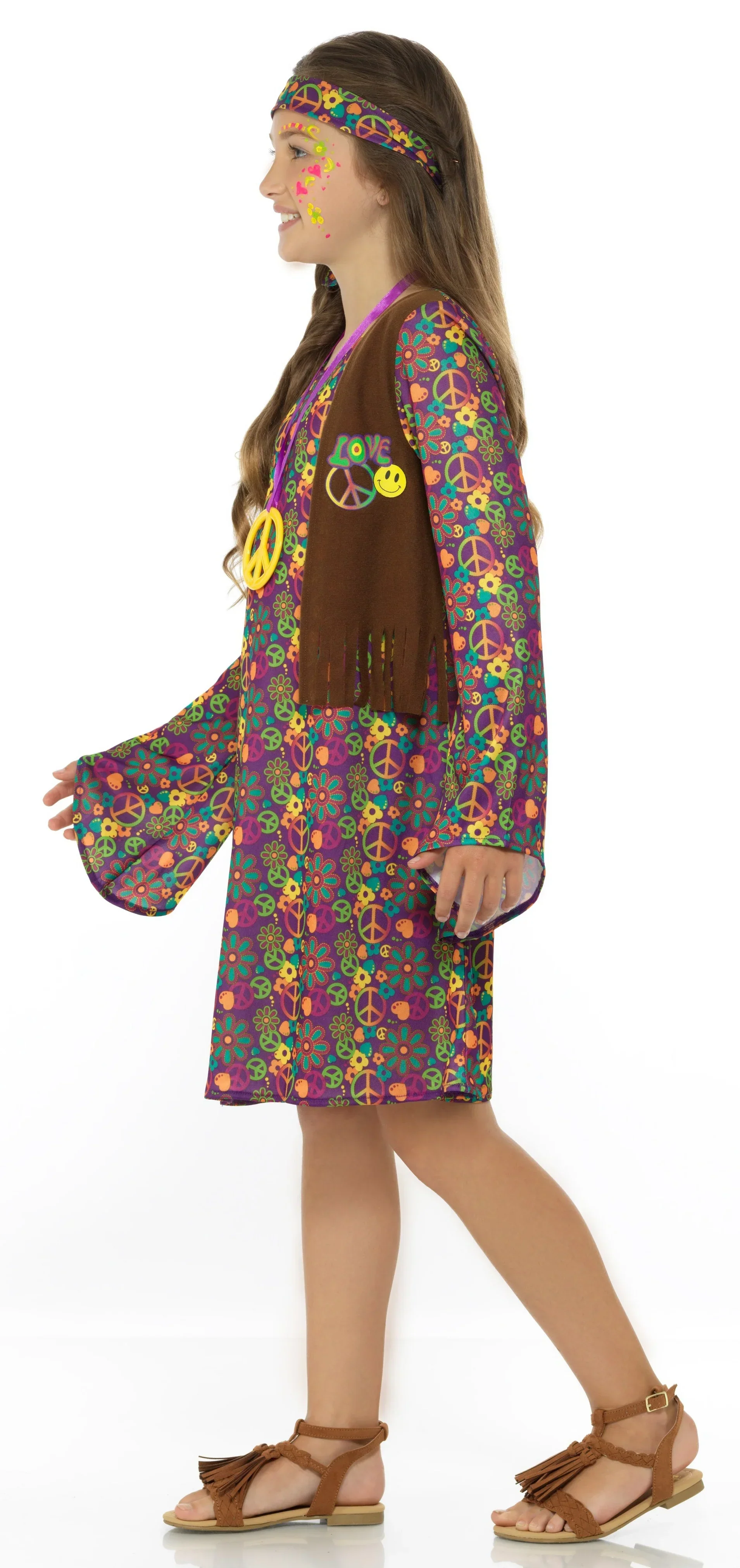 Disfraz de Hippie con Chaleco para Niña - Image 4