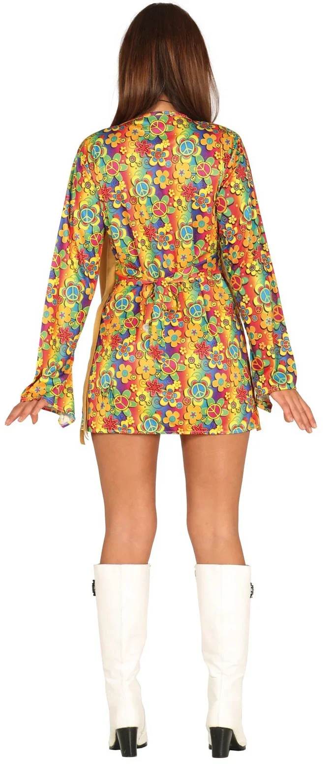 Disfraz de Hippie Corto con Chaleco para Mujer - Image 2