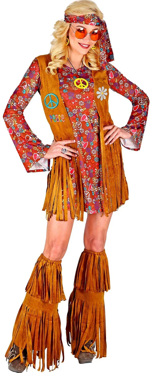 Disfraz de Hippie Corto con Flecos para Mujer - Image 3