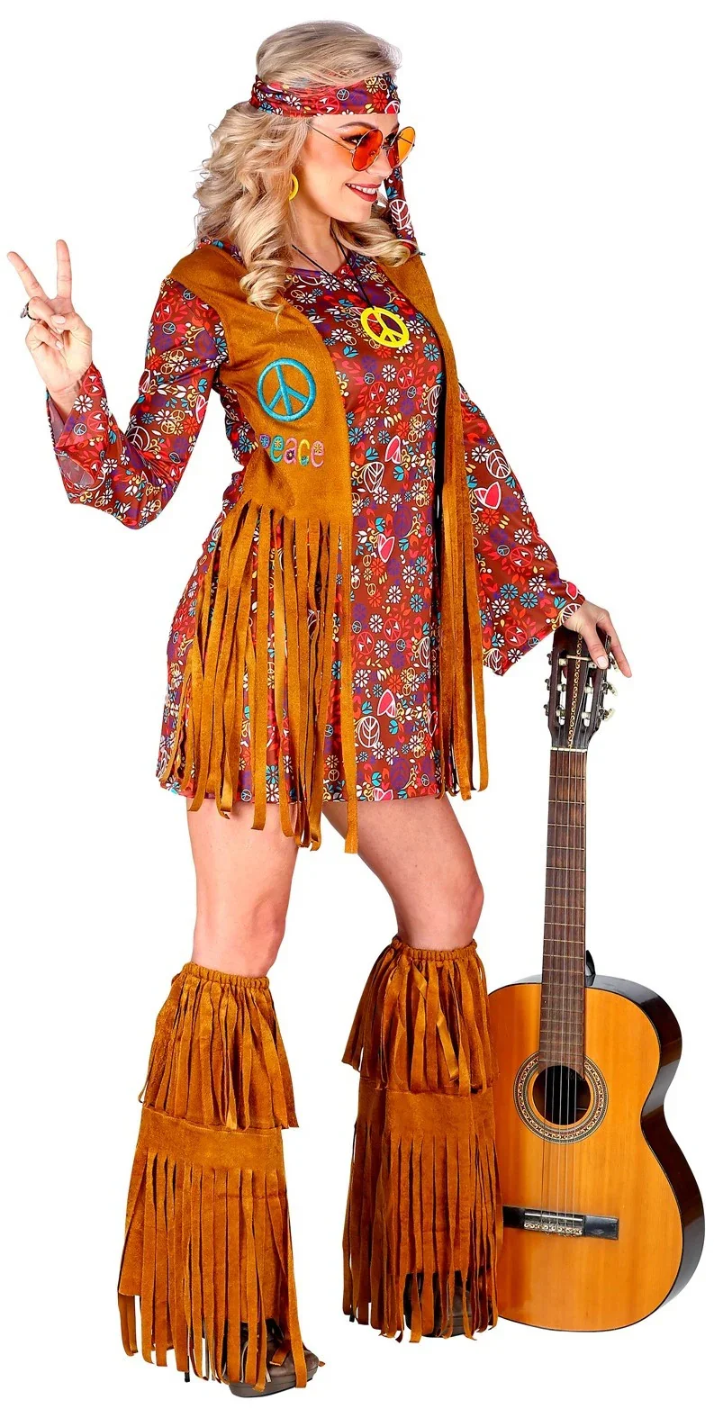 Disfraz de Hippie Corto con Flecos para Mujer - Image 4