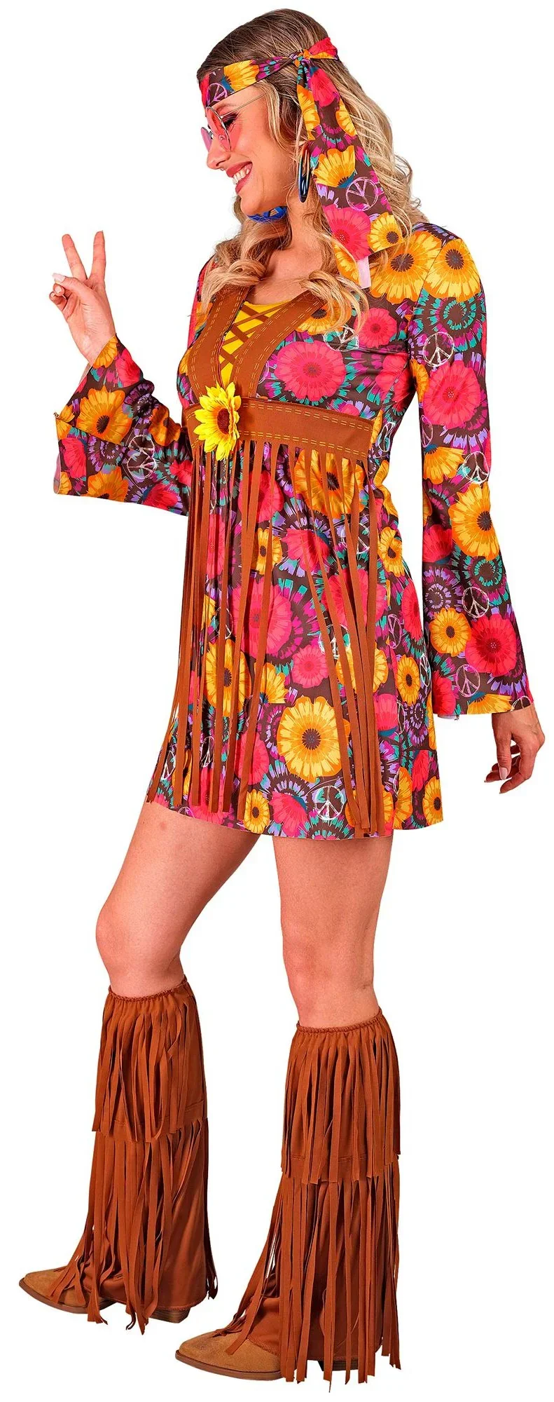 Disfraz Hippie con Estampado de Girasoles para Mujer - Image 4