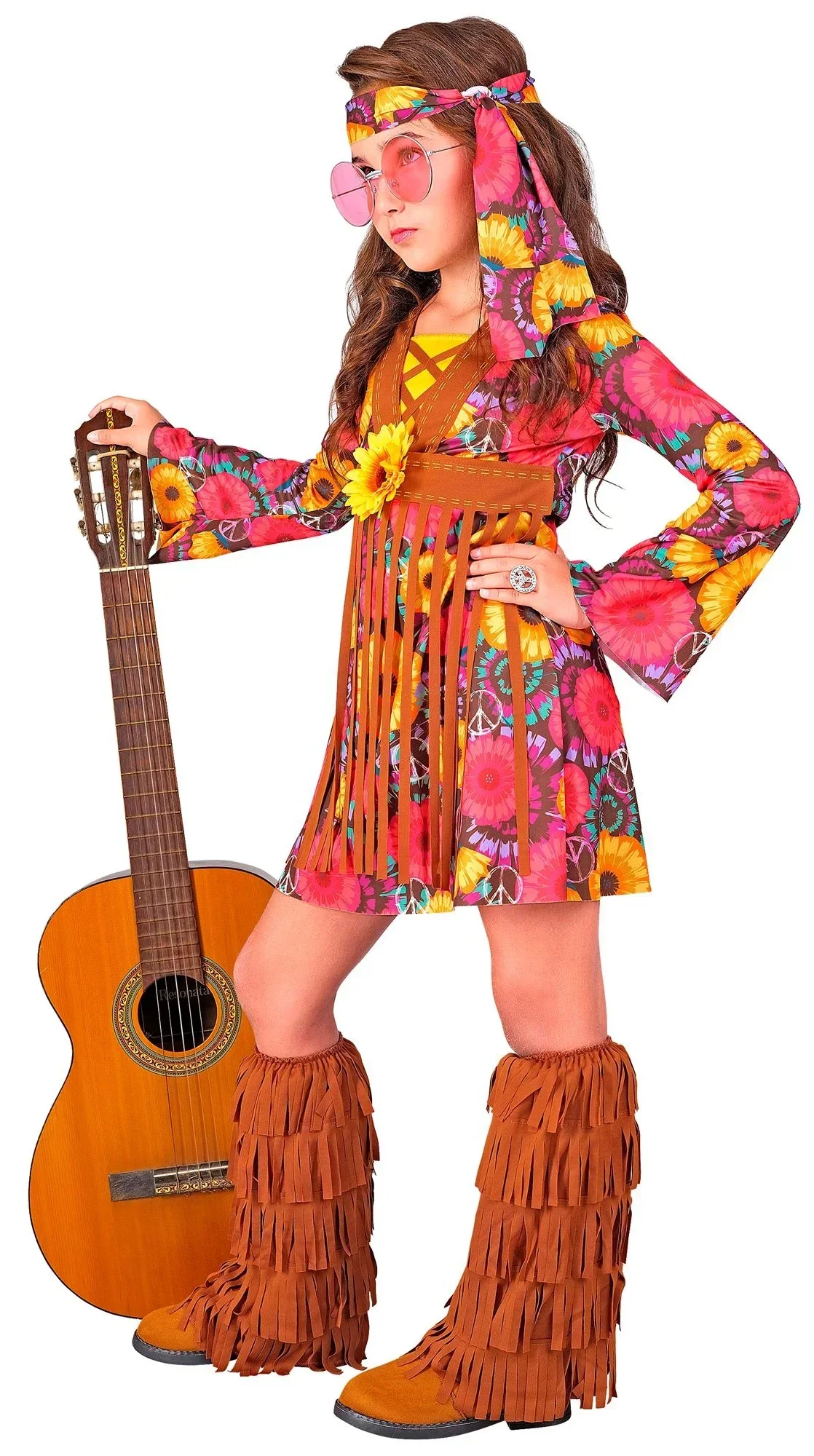 Disfraz Hippie con Estampado de Girasoles para Niña - Image 4