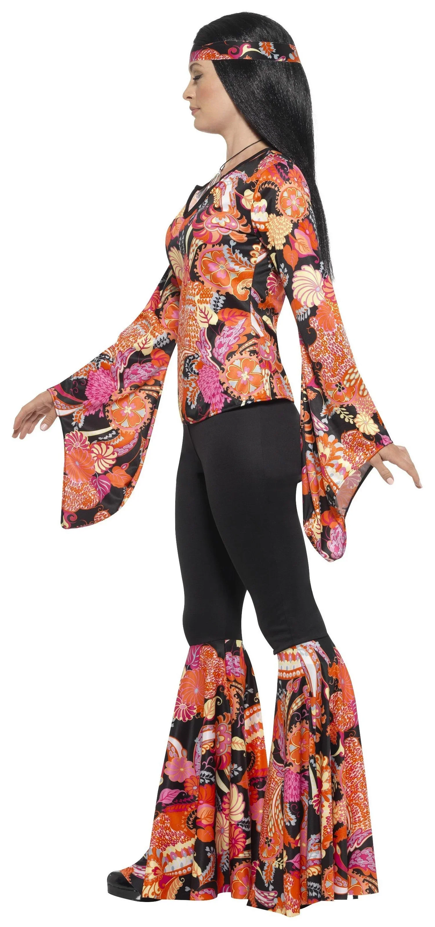 Disfraz de Hippie con Estampado Multicolor para Mujer - Image 3