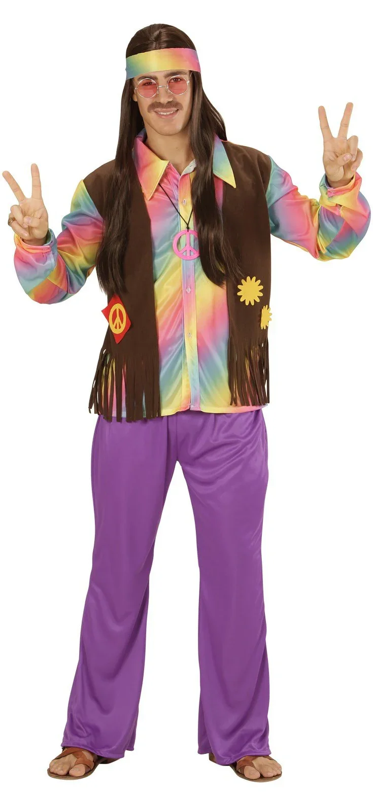 Disfraz de Hippie Multicolor para Hombre - Image 3