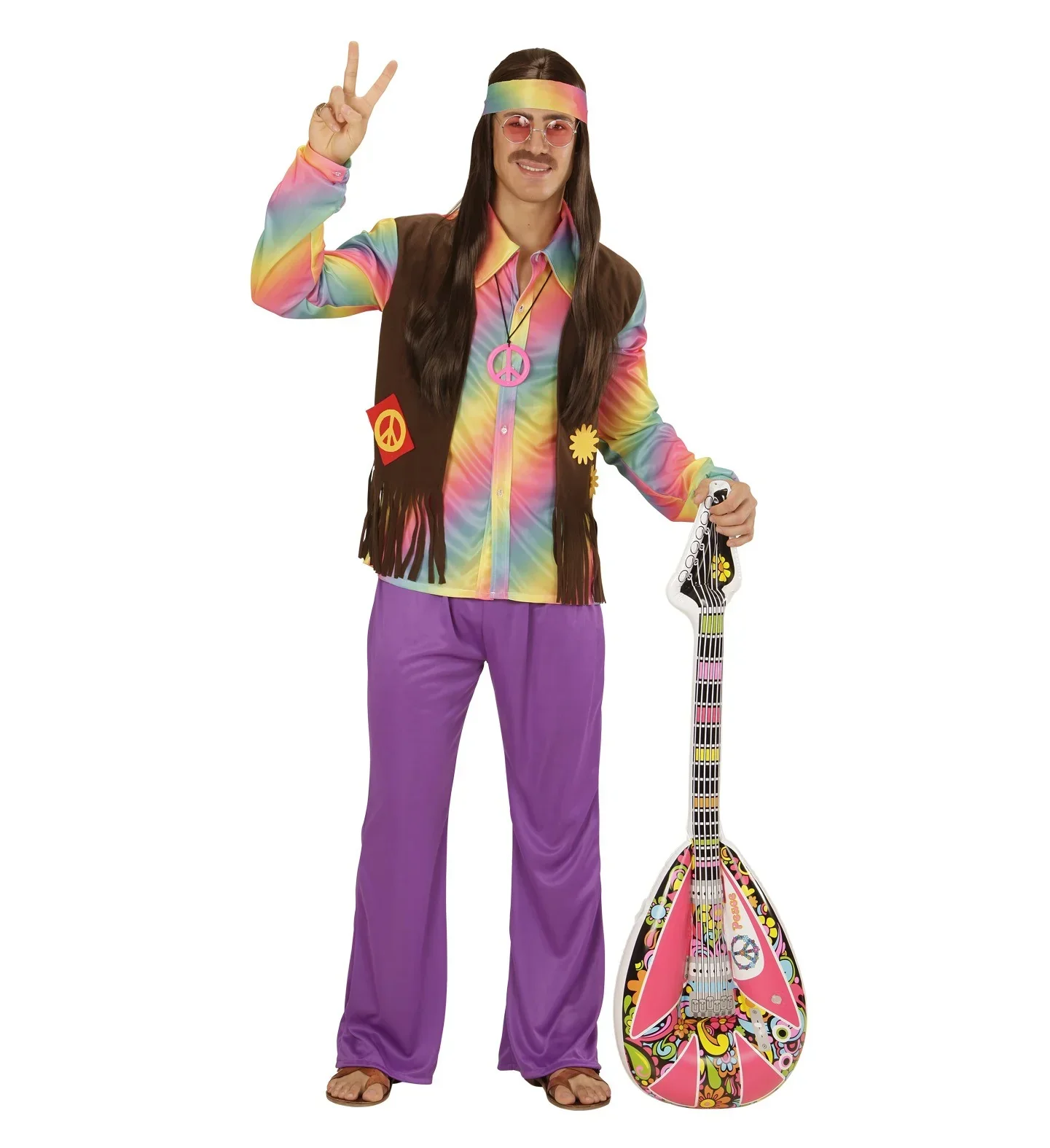 Disfraz de Hippie Multicolor para Hombre - Image 4