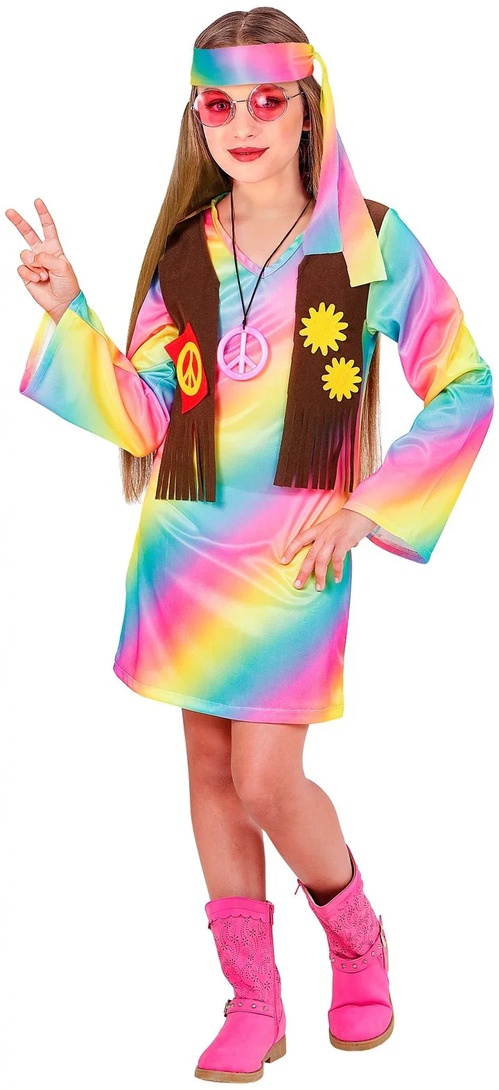 Disfraz de Hippie Multicolor para Niña - Image 2