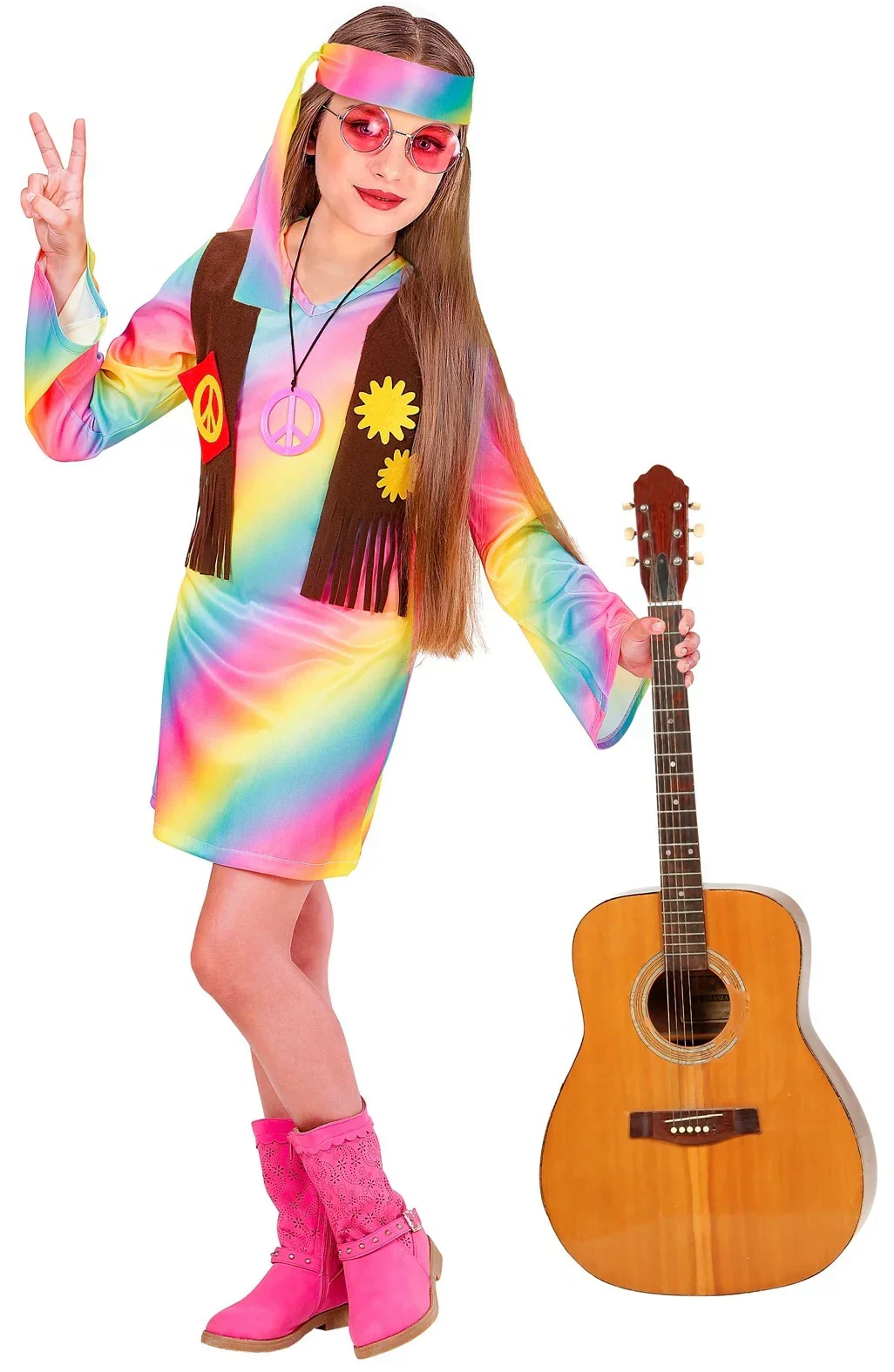 Disfraz de Hippie Multicolor para Niña - Image 3