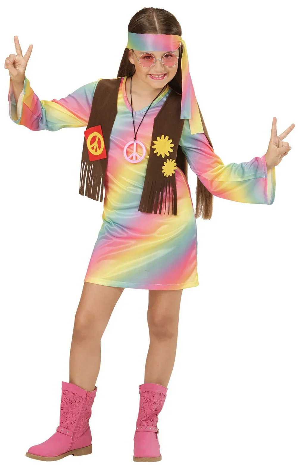 Disfraz de Hippie Multicolor para Niña - Image 4