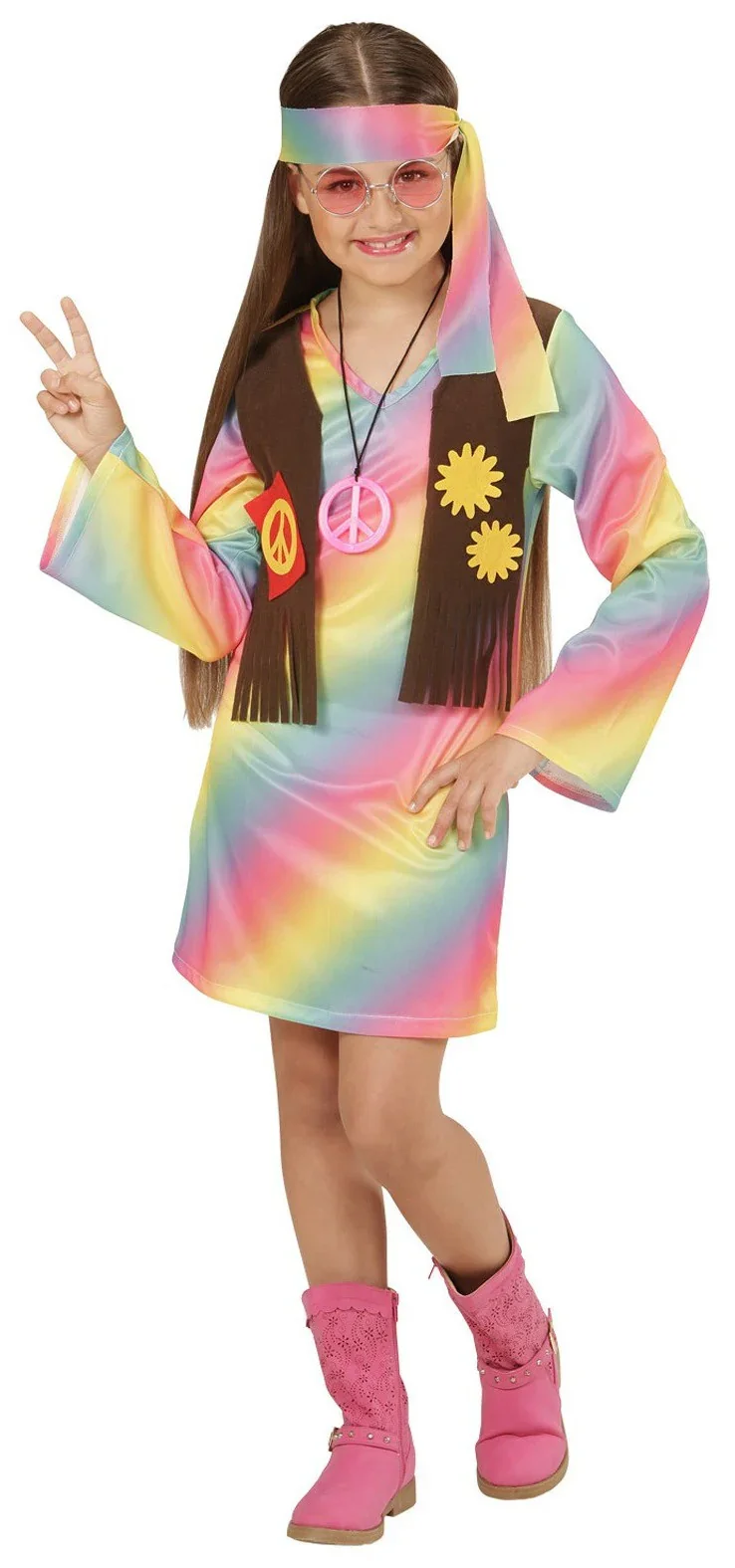 Disfraz de Hippie Multicolor para Niña - Image 5
