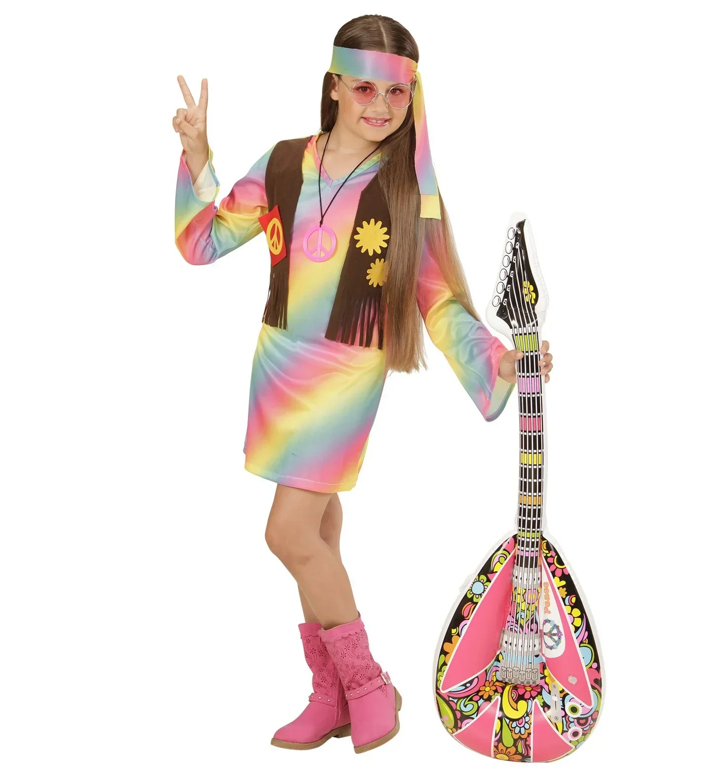 Disfraz de Hippie Multicolor para Niña - Image 6