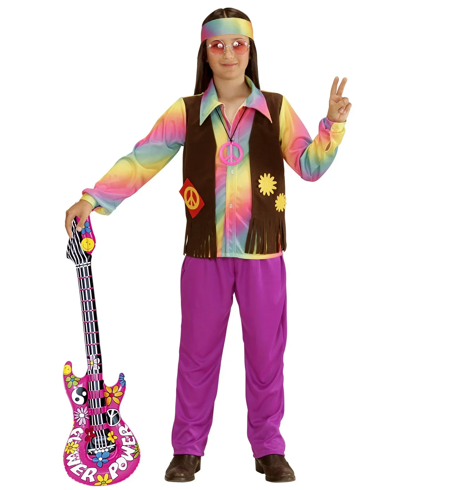 Disfraz de Hippie Multicolor para Niño - Image 3