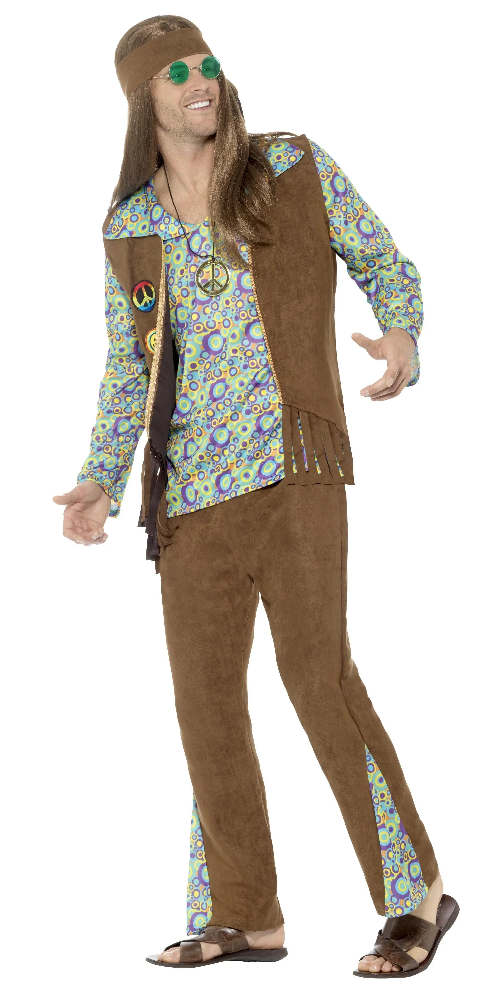 Disfraz de Hippie Psicodélico Marrón para Hombre - Image 3
