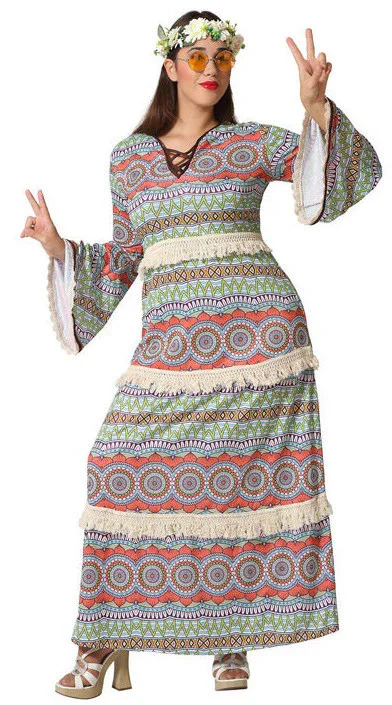 Disfraz de Hippie Vintage Largo para Mujer - Image 4