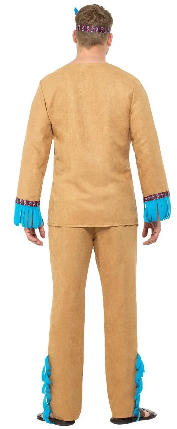 Disfraz de Indio Beige con Flecos para Hombre - Image 2