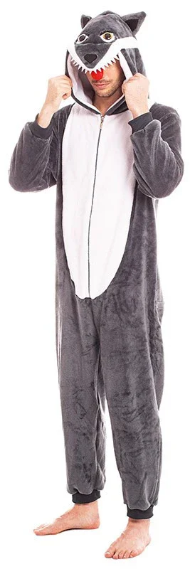 Disfraz de Lobo Gris de Peluche para Adulto - Image 3