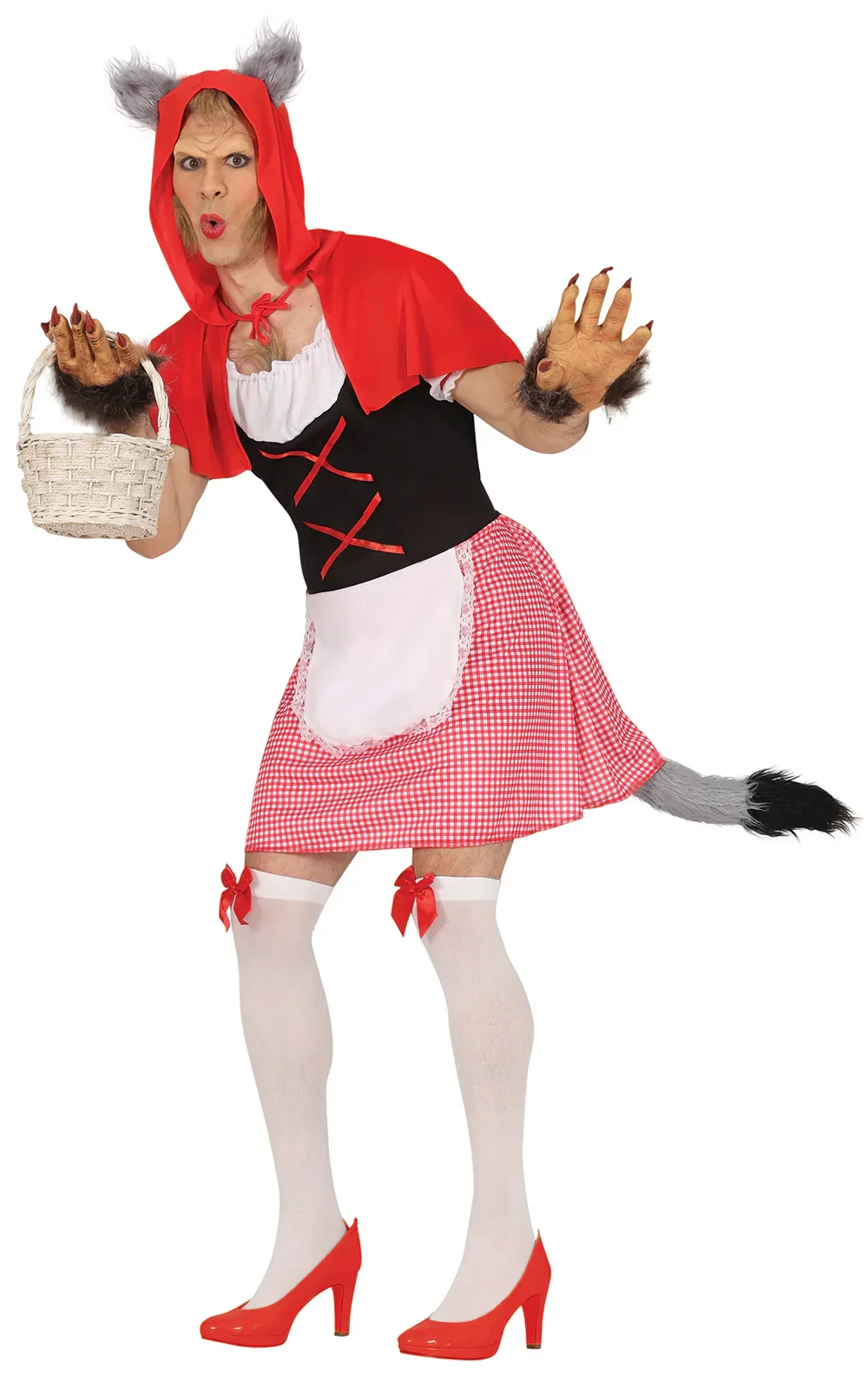 Disfraz de Lobo Vestido de Caperucita para Hombre