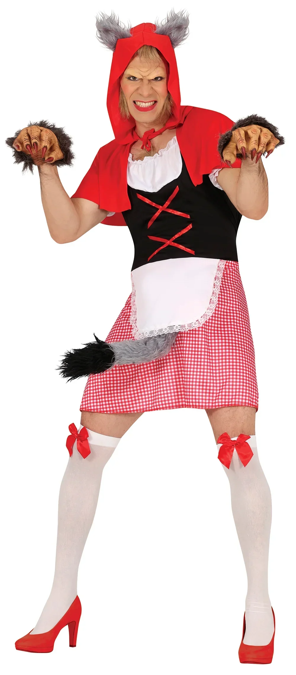 Disfraz de Lobo Vestido de Caperucita para Hombre - Image 3